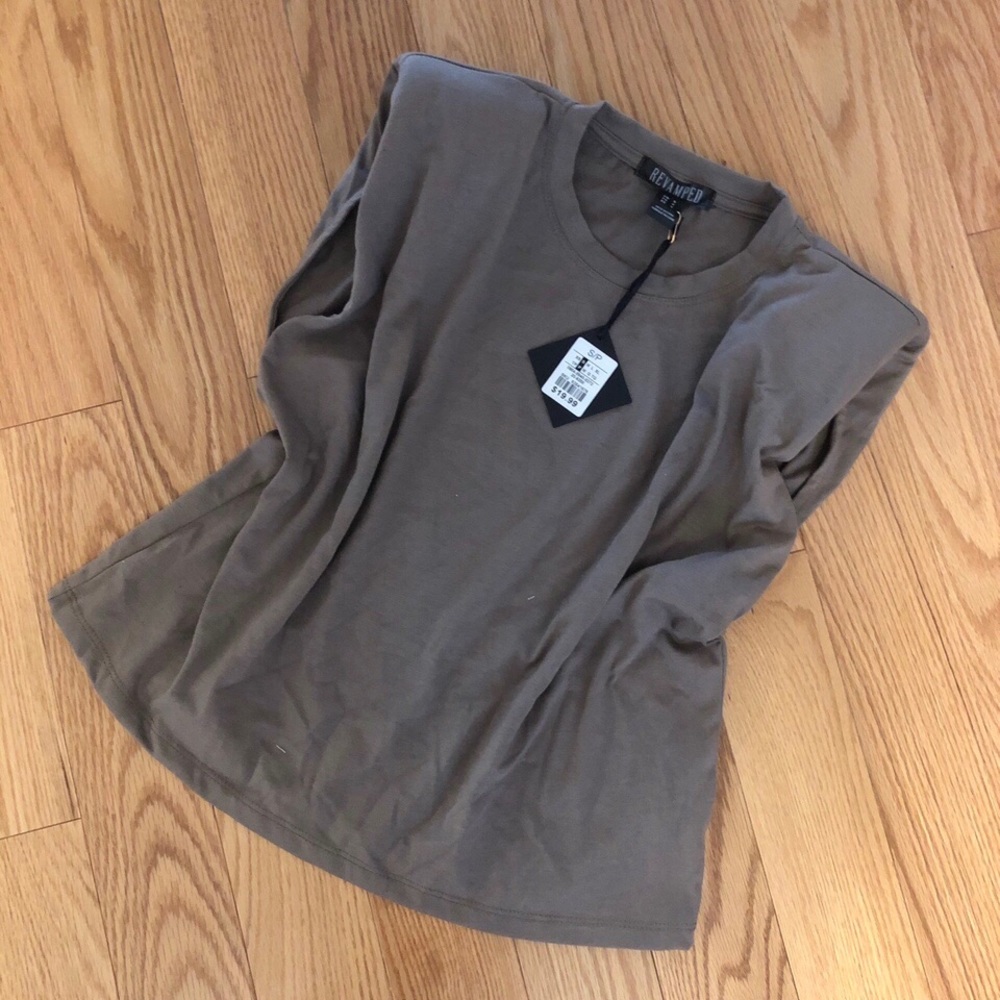 Sirens Taupe Power Shoulder Tank (Size S)